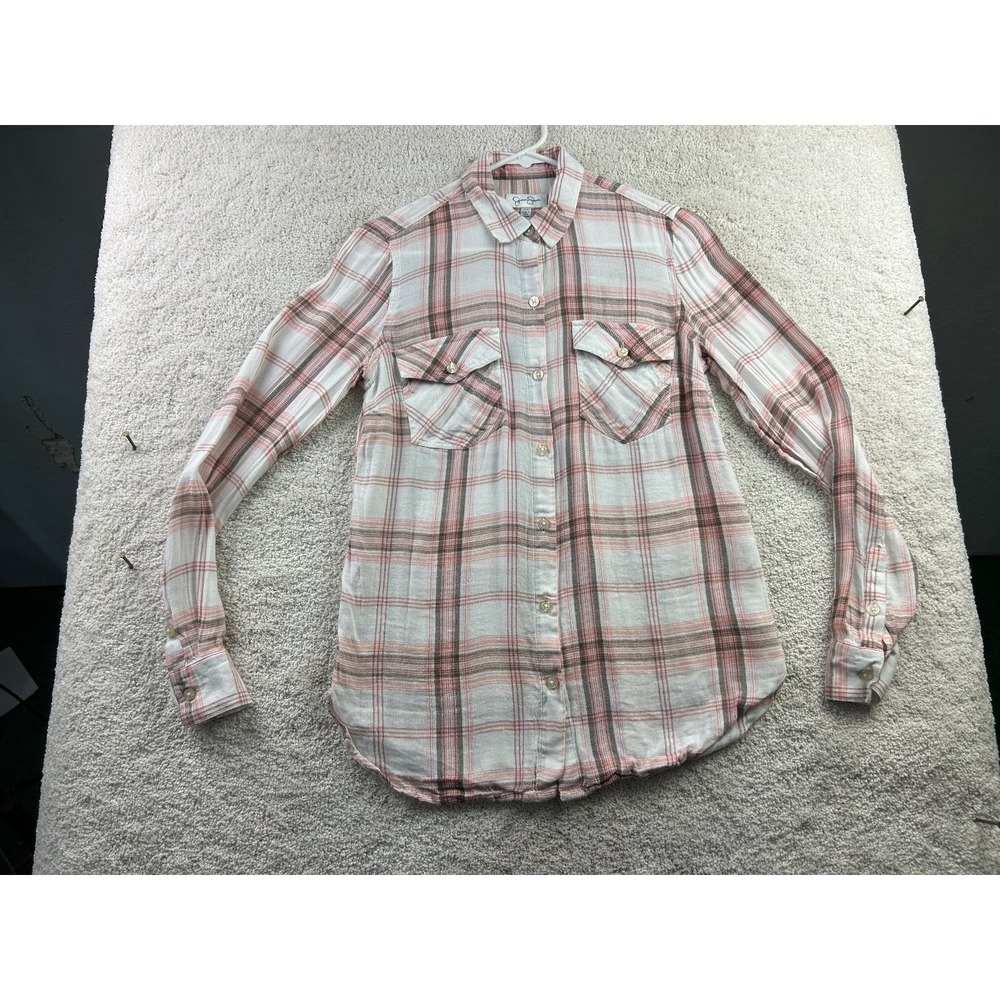 Jessica Simpson Women's XS Plaid Button-Up Cotton Viscose Top